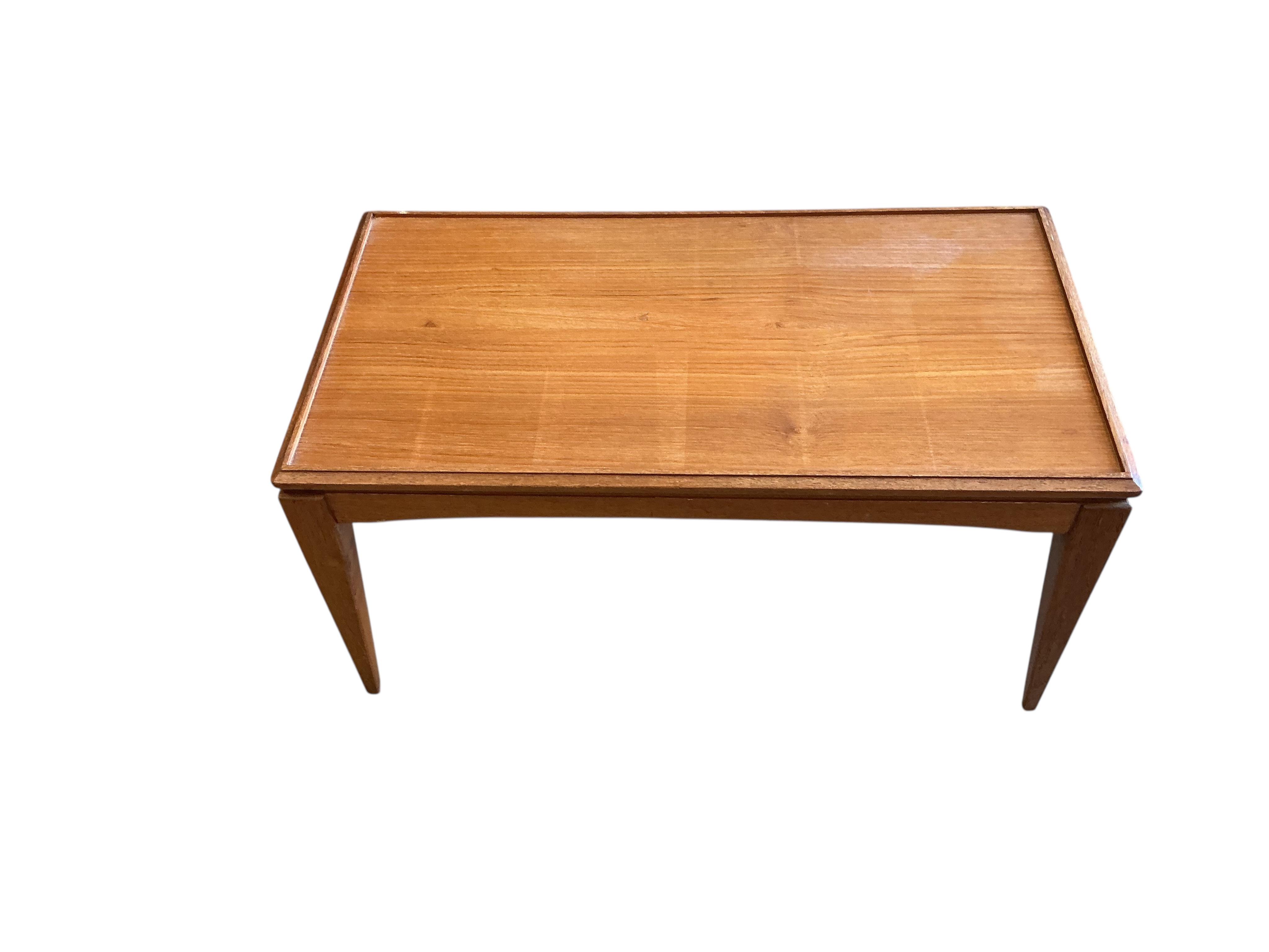 A mid century Gordon Russell teak coffee table, width 76cm, depth 41cm, height 39cm